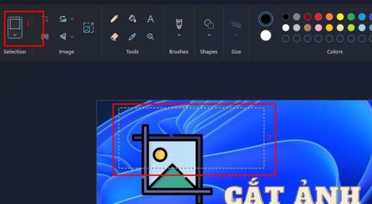 cắt ảnh trên máy tính: Chọn công cụ "Select"