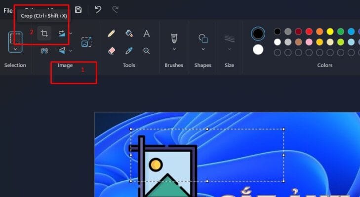 cắt ảnh trên máy tính: Vào menu Image -> Crop