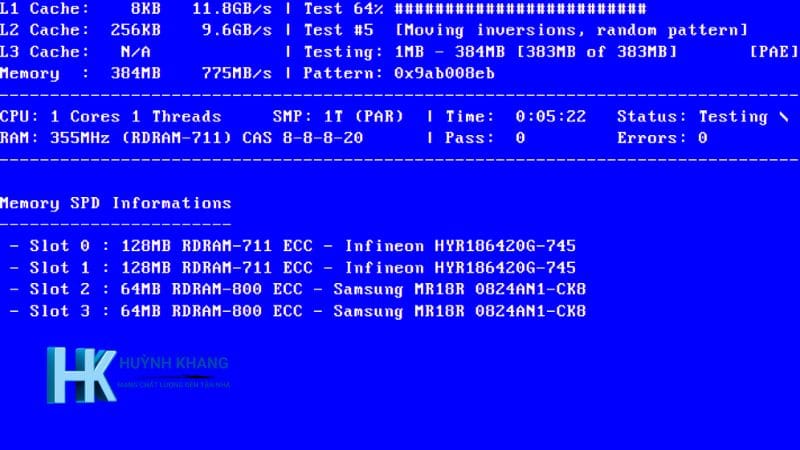 Giao diện Memtest86+