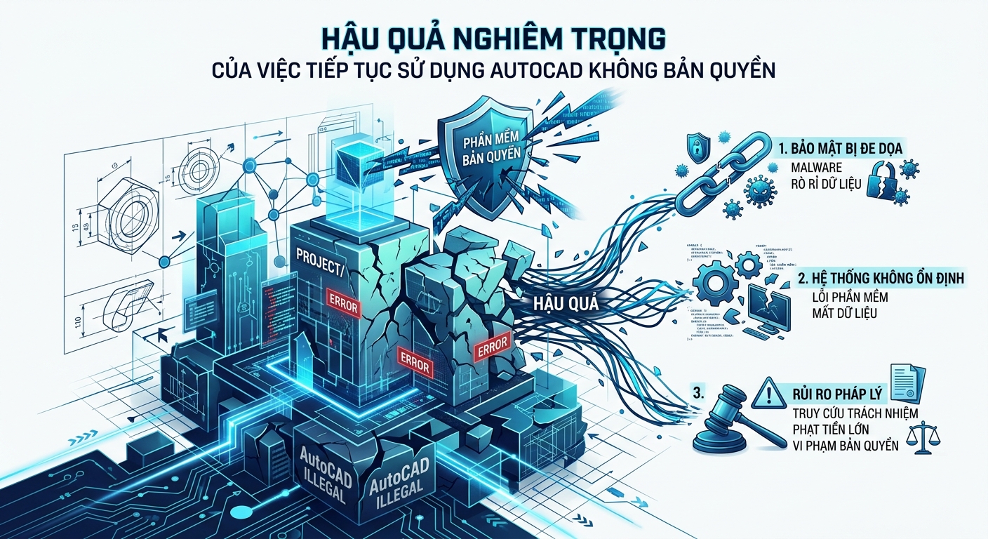 Khắc Phục Lỗi AutoCAD Phát Hiện Không Bản Quyền: Hướng Dẫn Chi Tiết 12 Hậu quả nghiêm trọng của việc tiếp tục sử dụng AutoCAD không bản quyền
