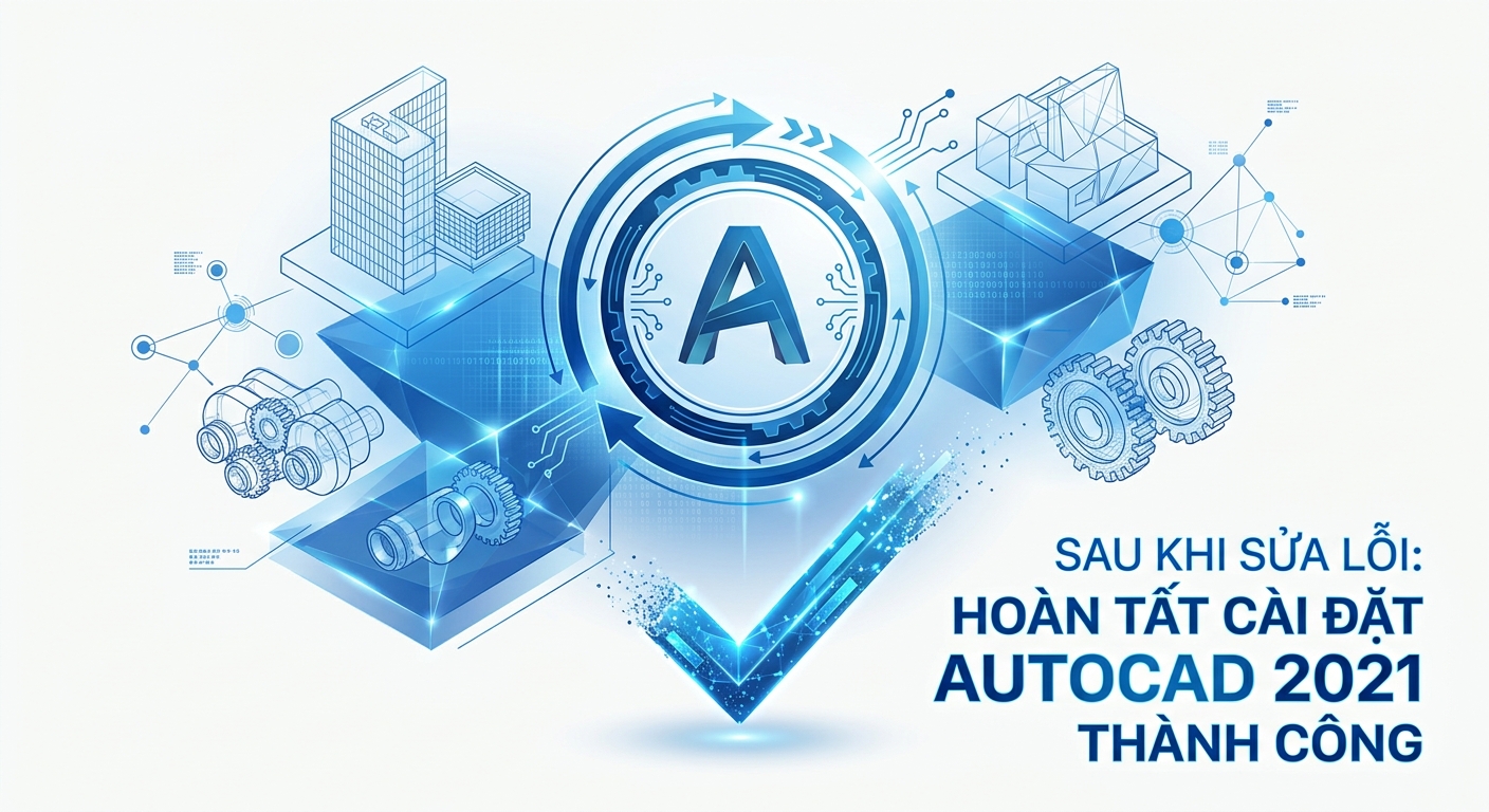 Sau khi sửa lỗi: Hoàn tất cài đặt AutoCAD 2021 thành công