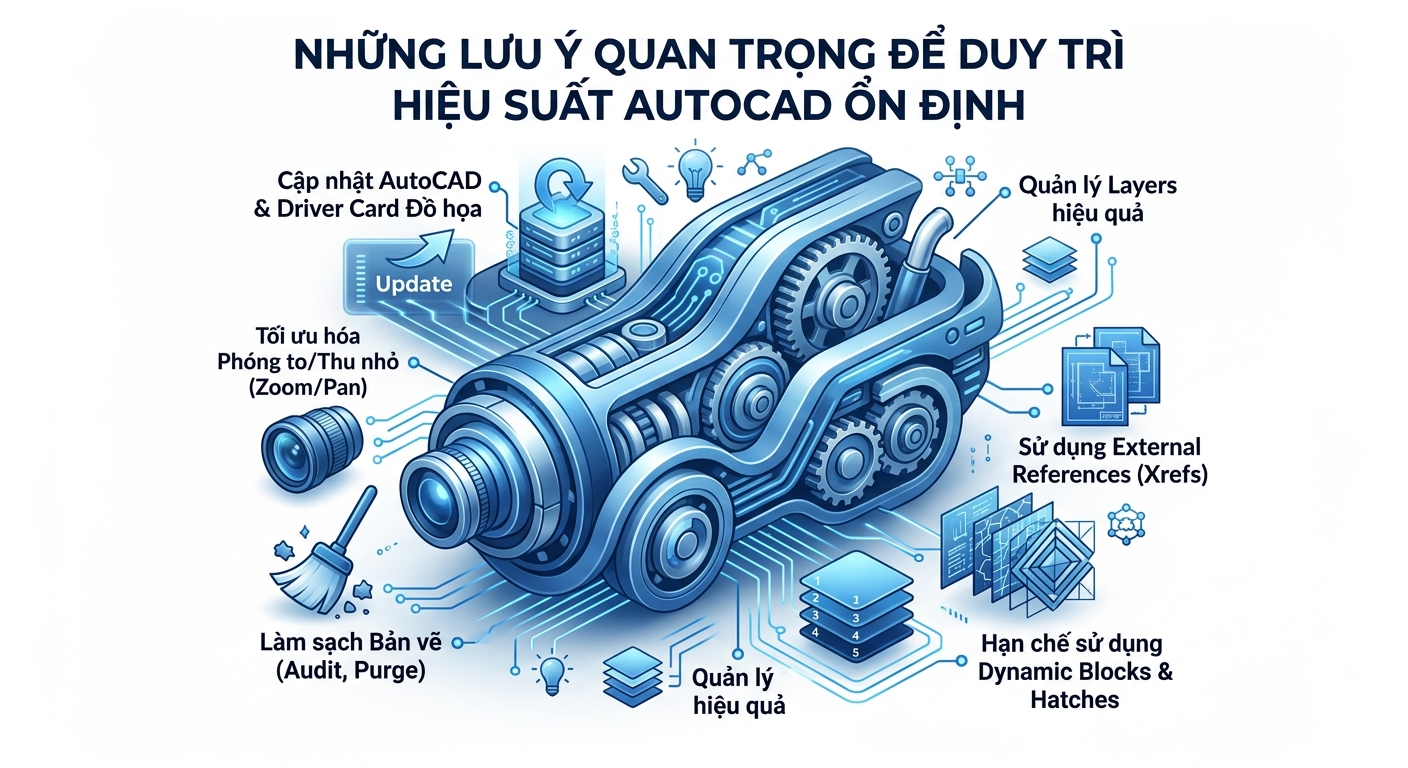 Khắc phục AutoCAD giật lag, treo máy trên Windows 11 hiệu quả 11 Những lưu ý quan trọng để duy trì hiệu suất AutoCAD ổn định